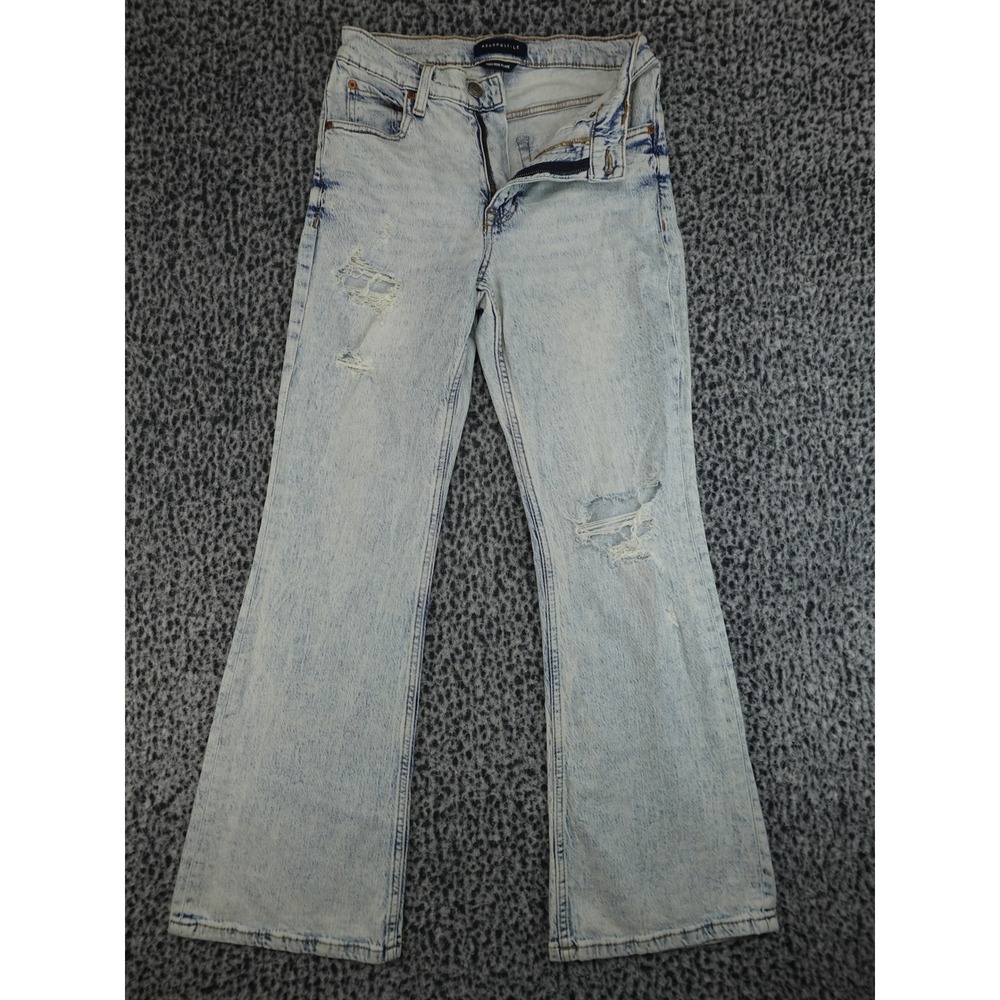 Aeropostale High Rise Flare Jeans Womens 4S Light Wash Distressed‎ Denim